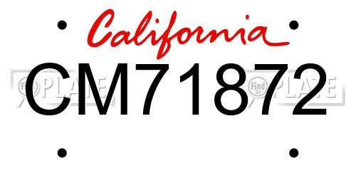 CM71872 California License Plate