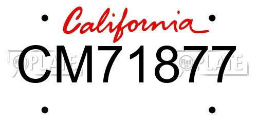 CM71877 California License Plate