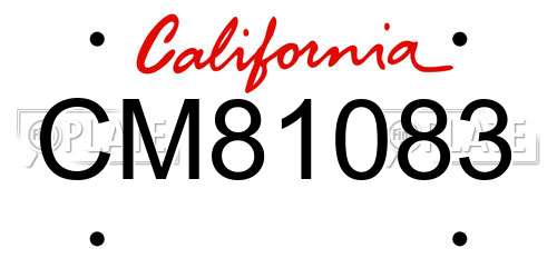 CM81083 California License Plate