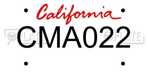 CMA022 California License Plate