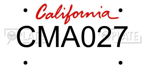 CMA027 California License Plate