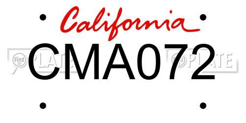 CMA072 California License Plate