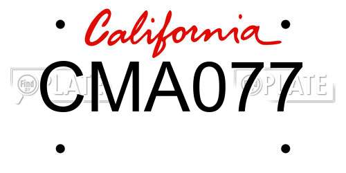 CMA077 California License Plate