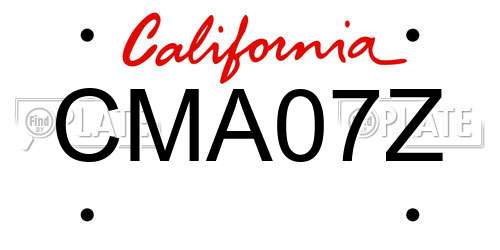 CMA07Z California License Plate