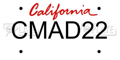 CMAD22 California License Plate