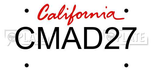 CMAD27 California License Plate