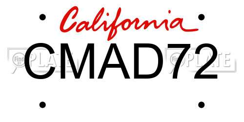 CMAD72 California License Plate