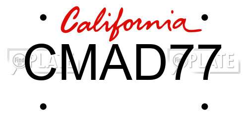 CMAD77 California License Plate