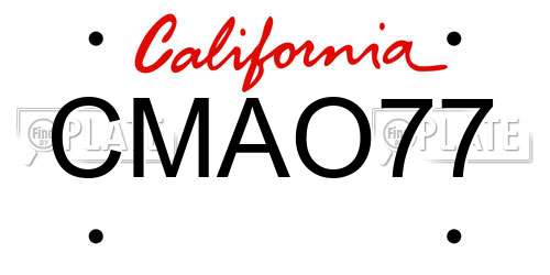 CMAO77 California License Plate