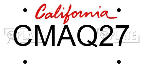 CMAQ27 California License Plate