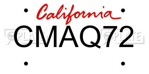 CMAQ72 California License Plate