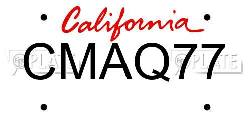 CMAQ77 California License Plate