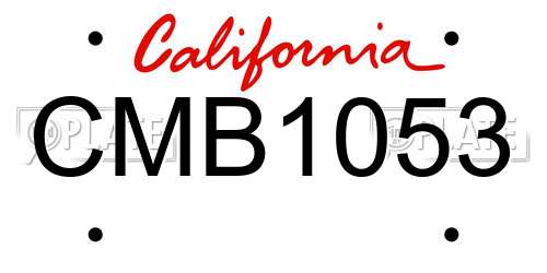 CMB1053 California License Plate