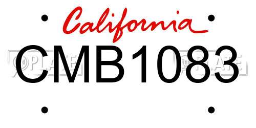 CMB1083 California License Plate