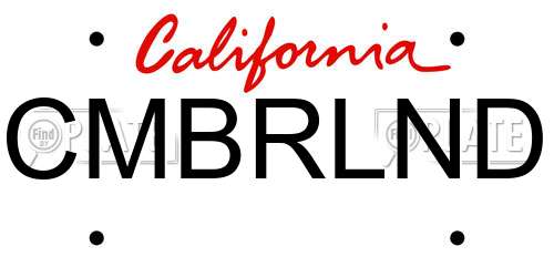 CMBRLND California License Plate