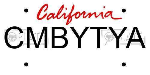CMBYTYA California License Plate