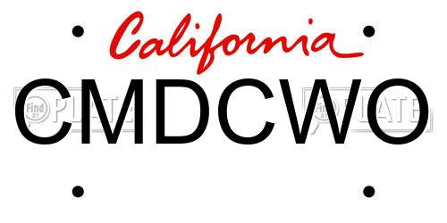 CMDCWO California License Plate