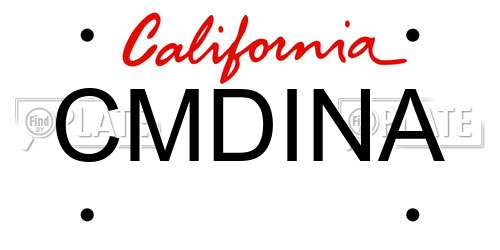 CMDINA California License Plate