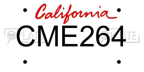 CME264 California License Plate
