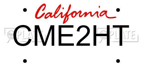 CME2HT California License Plate
