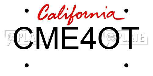 CME4OT California License Plate
