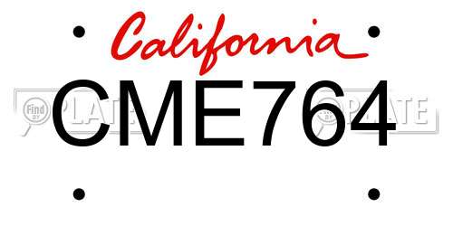 CME764 California License Plate