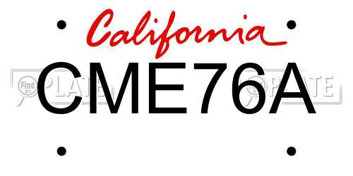 CME76A California License Plate