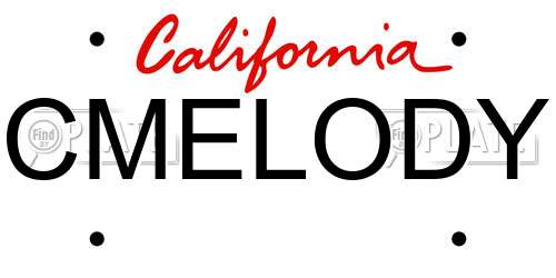 CMELODY California License Plate