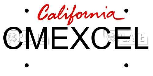 CMEXCEL California License Plate