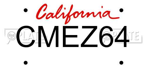 CMEZ64 California License Plate