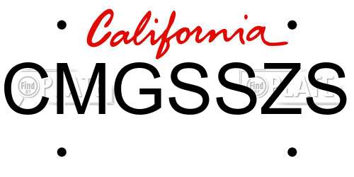 CMGSSZS California License Plate