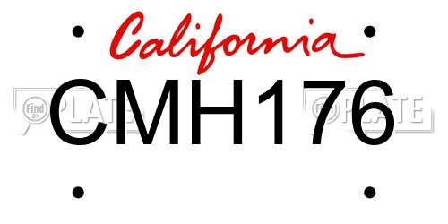 CMH176 California License Plate