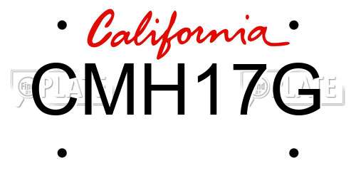 CMH17G California License Plate