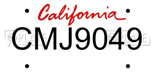 CMJ9049 California License Plate