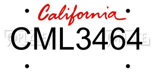 CML3464 California License Plate