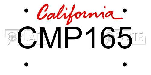 CMP165 California License Plate