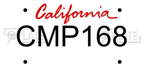 CMP168 California License Plate