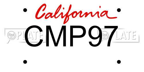 CMP97 California License Plate