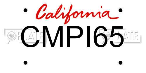 CMPI65 California License Plate