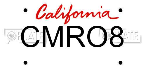 CMRO8 California License Plate