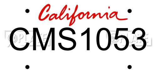 CMS1053 California License Plate
