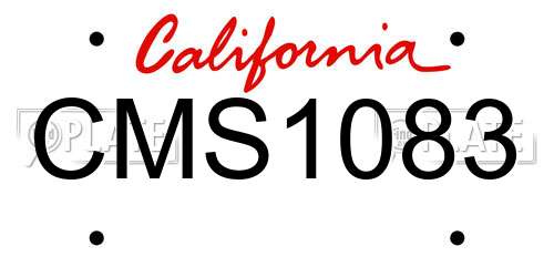 CMS1083 California License Plate