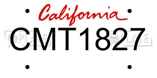 CMT1827 California License Plate