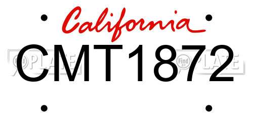 CMT1872 California License Plate