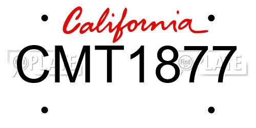 CMT1877 California License Plate