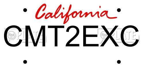CMT2EXC California License Plate