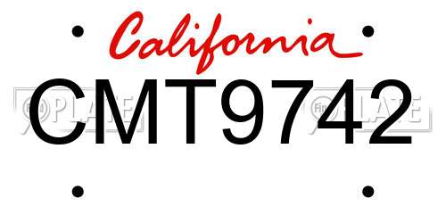CMT9742 California License Plate