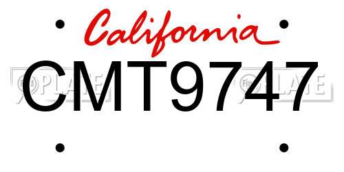 CMT9747 California License Plate