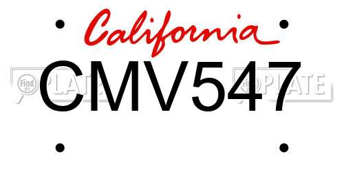 CMV547 California License Plate
