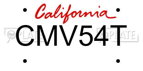 CMV54T California License Plate